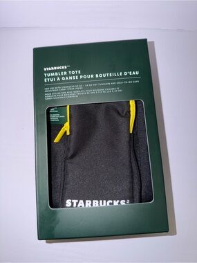 NWT Starbucks Black Tumbler Tote with Hot Pink & Yellow Accents